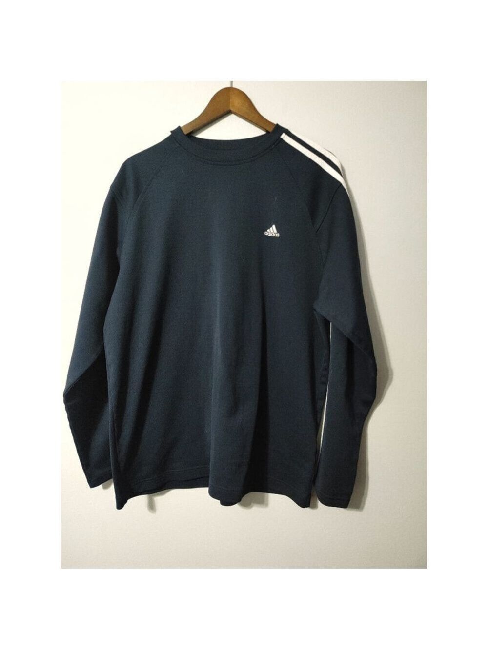Men's Vintage Adidas Navy XL Tracksuit Sweatshirt 3 White Stripes 2008